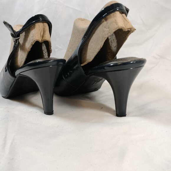 LifeStride Teller Slingback Peep Toe Pumps: Navy - Picture 4 of 10